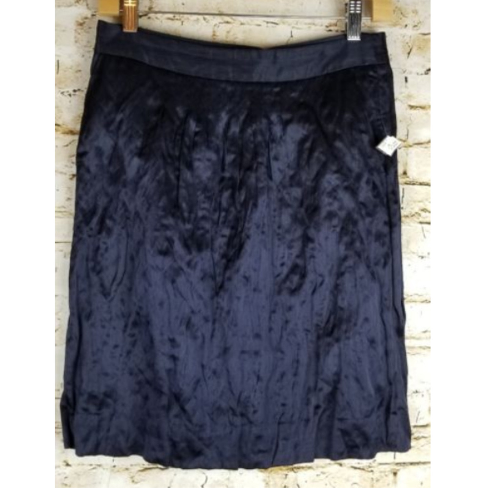 J Crew XS New Silk Blend Skirt SZ 0 Navy Blue
